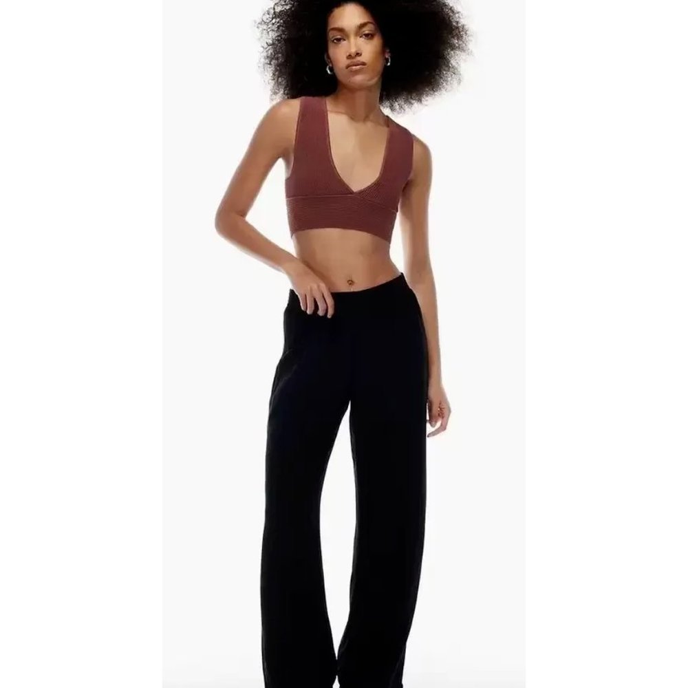 Aritzia Babaton Sculpt Knit Crop Tank Deep V Sundried Red
